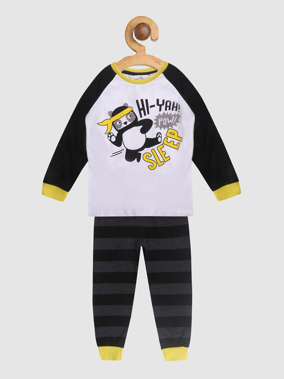 

Lazy Shark Boys White & Grey Printed Night suit