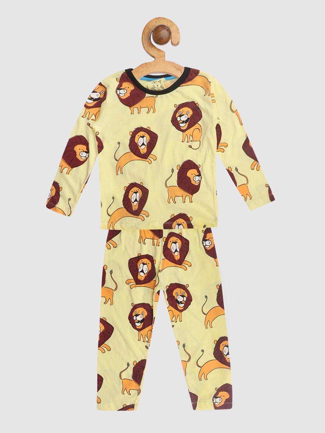 

Lazy Shark Boys Yellow & Brown Printed Night suit