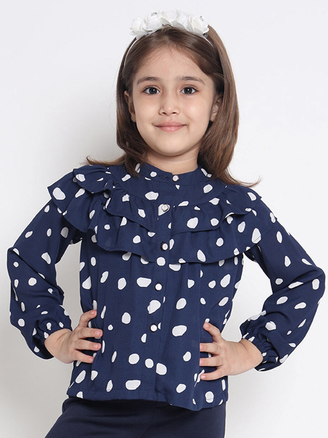 

Nauti Nati Navy Blue Georgette Regular Top