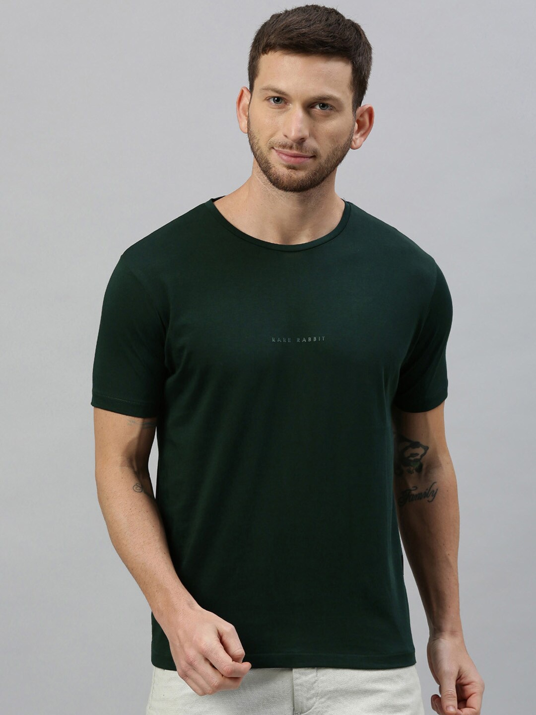 

RARE RABBIT Men Green Slim Fit T-shirt