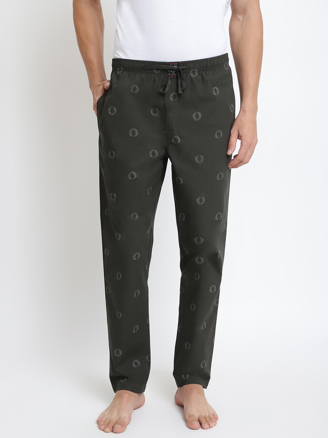 

Van Heusen Men Olive Green Printed Lounge Pants