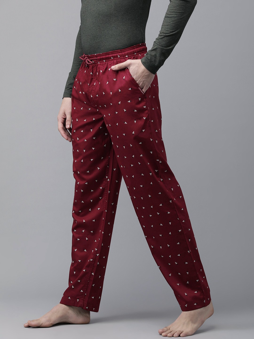 

Van Heusen Men Printed Cotton Ultra Soft Lounge Pants, Maroon