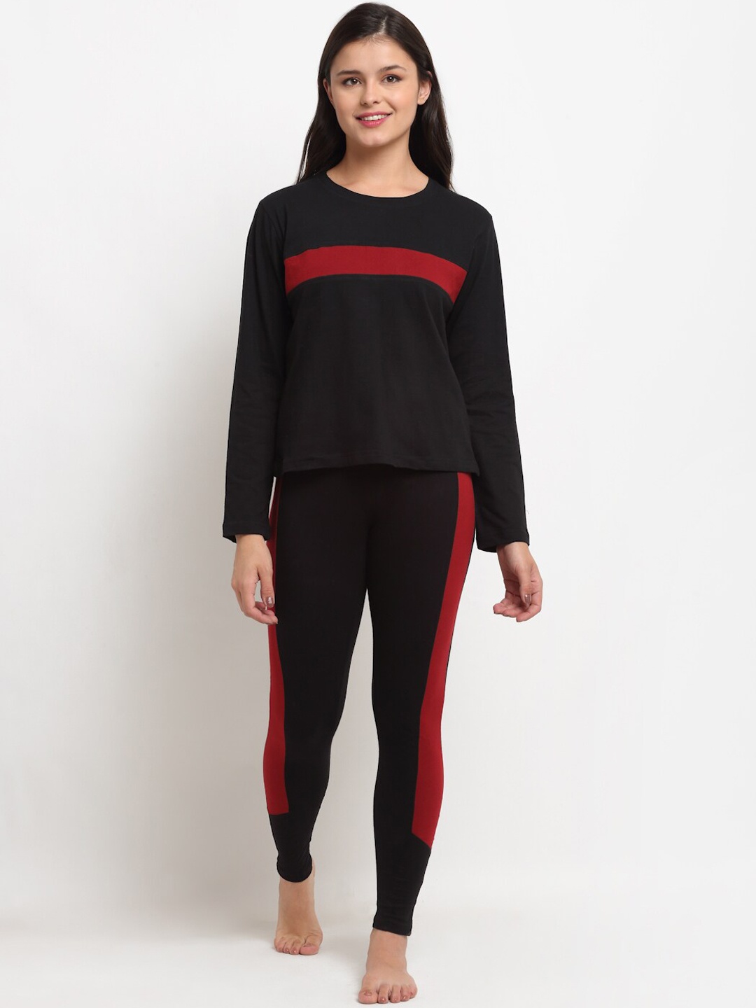 

Boston Club Women Black & Red Pure Cotton Night suit