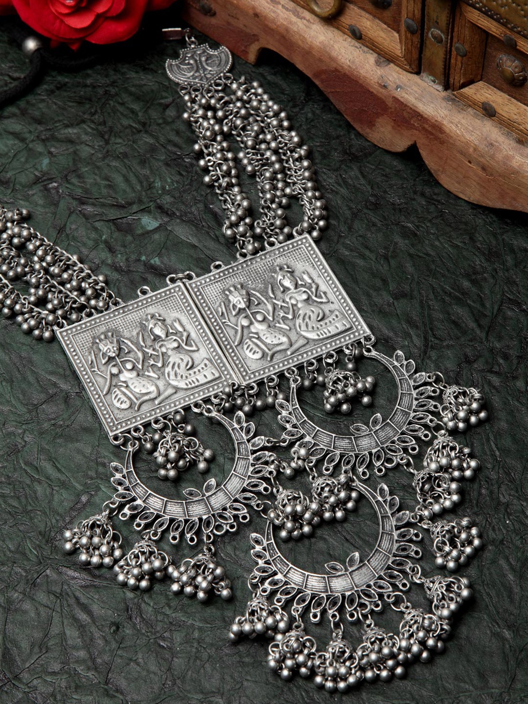 

Moedbuille Silver-Plated Gunmetal-Toned Brass Temple Necklace