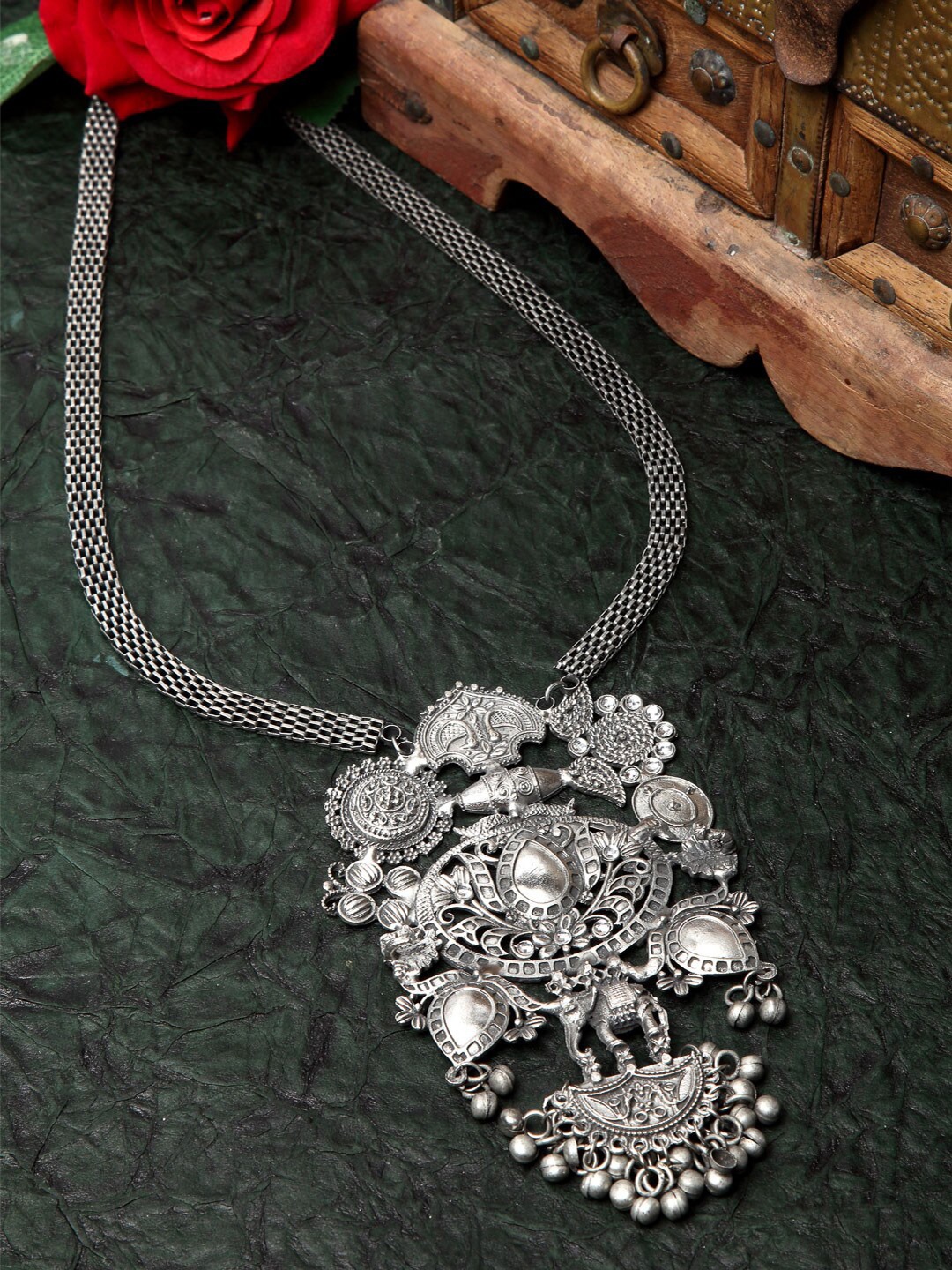 

Moedbuille Silver-Plated Brass Oxidised Necklace