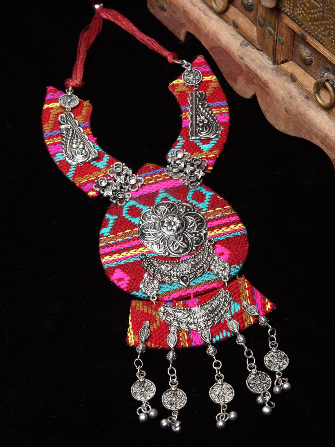 

Moedbuille Silver-Plated & Pink Brass Handcrafted Necklace