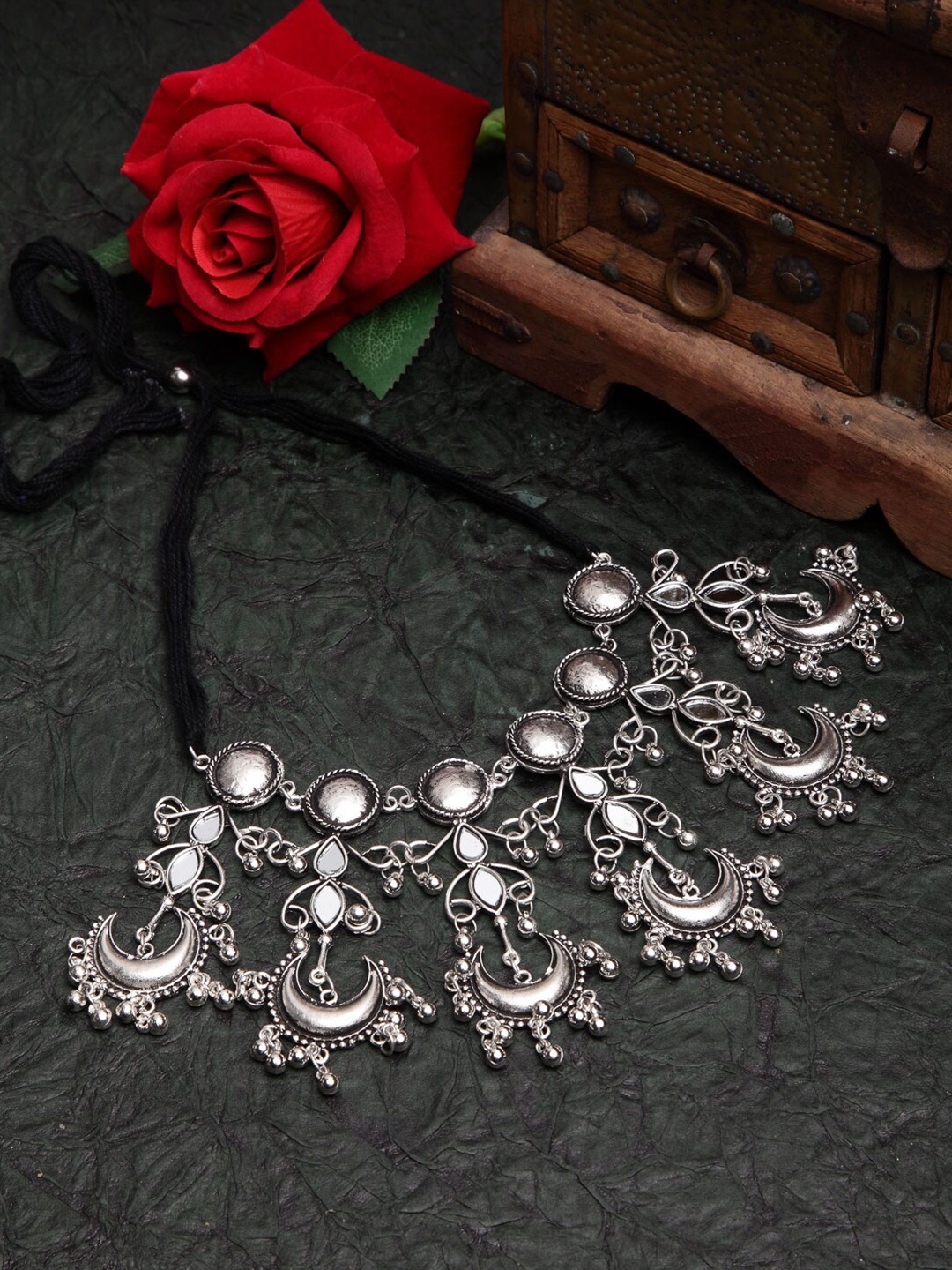 

Moedbuille Silver-Plated & Black Brass Mirror Necklace