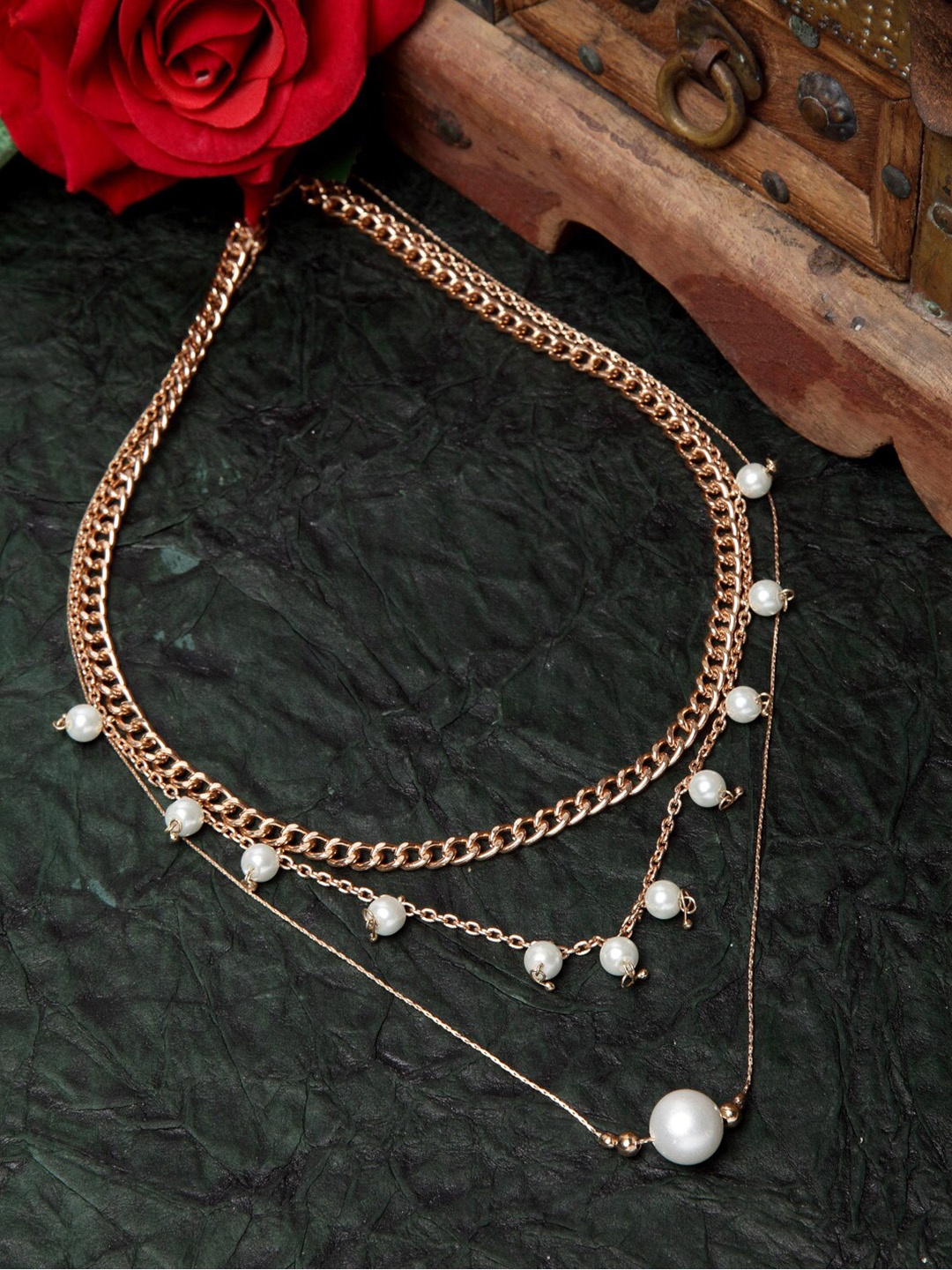 

Moedbuille Rose Gold-Plated & White Brass Layered Necklace