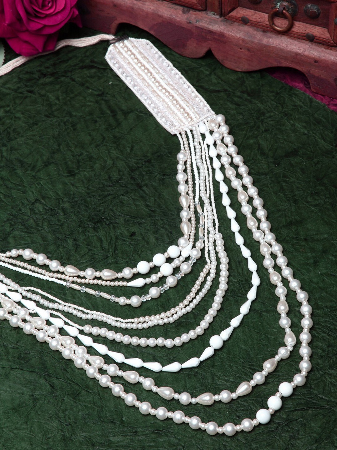 

Moedbuille Silver-Plated & Off White Brass Handcrafted Necklace