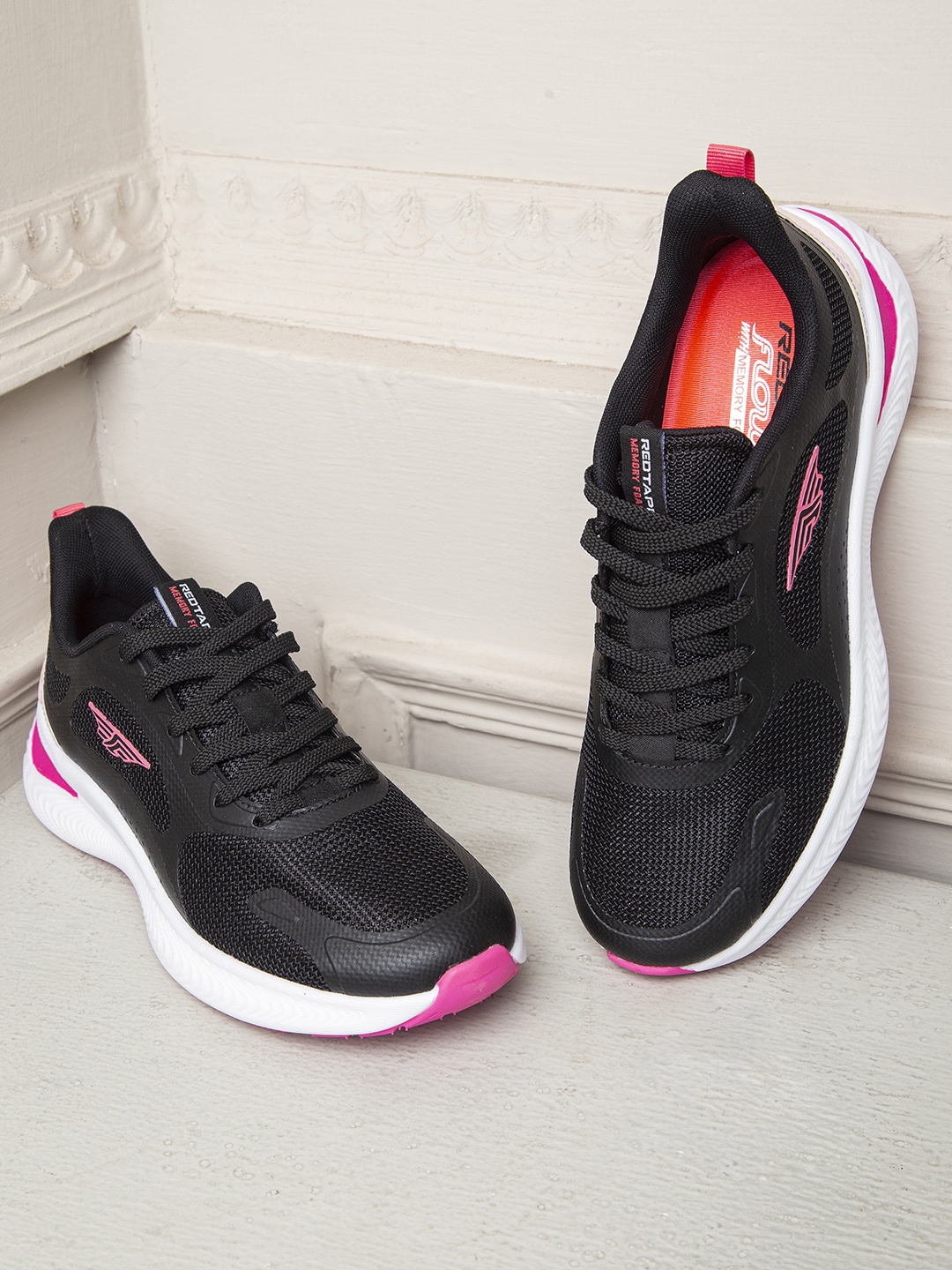 

Red Tape Women Black Mesh Walking Shoes
