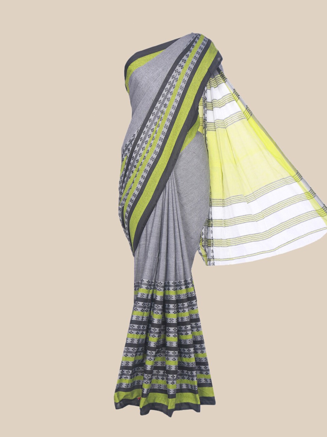 

The Chennai Silks Grey & Black Pure Cotton Saree