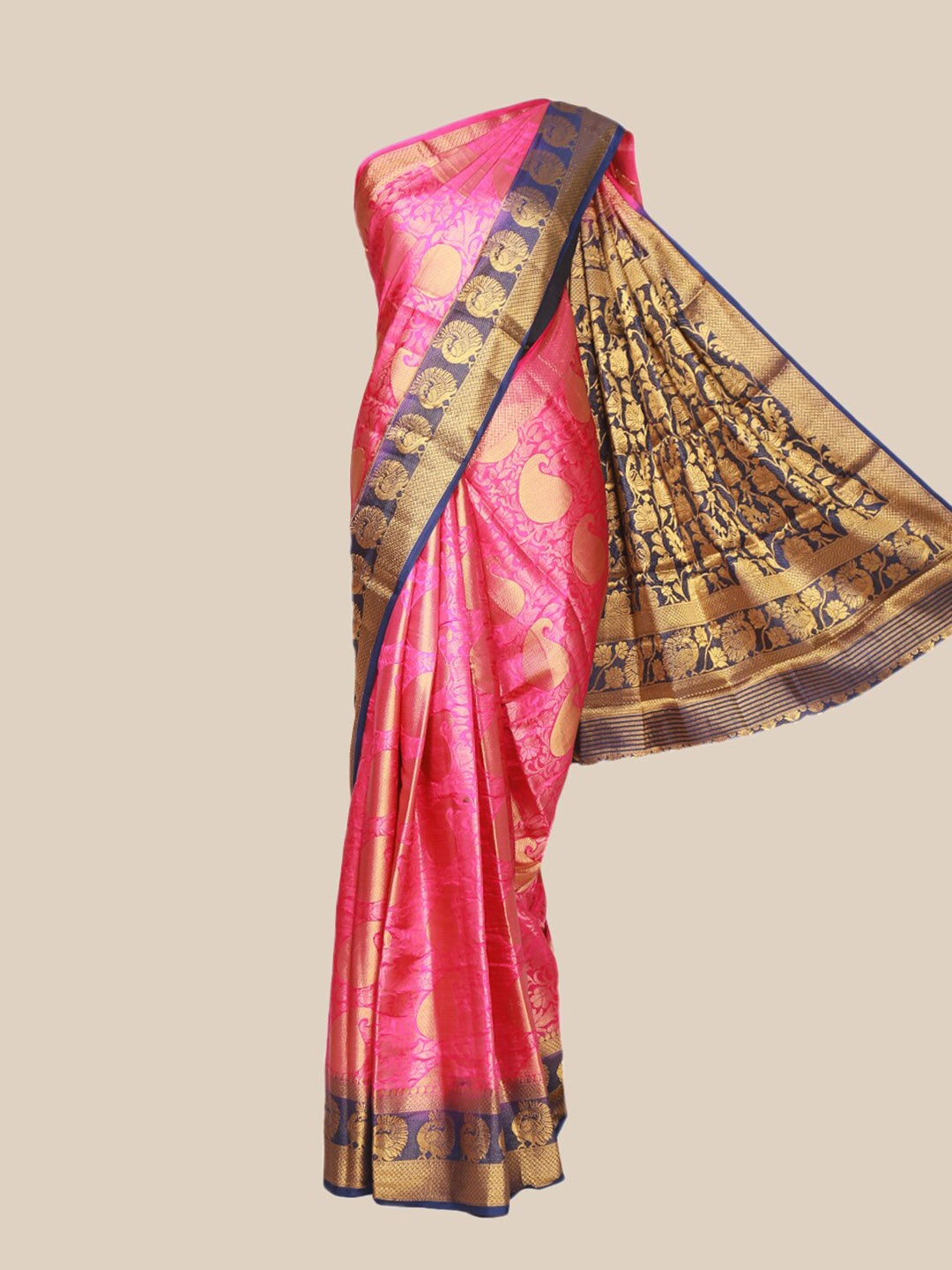 

The Chennai Silks Magenta & Blue Woven Design Jute Cotton Fusion Saree