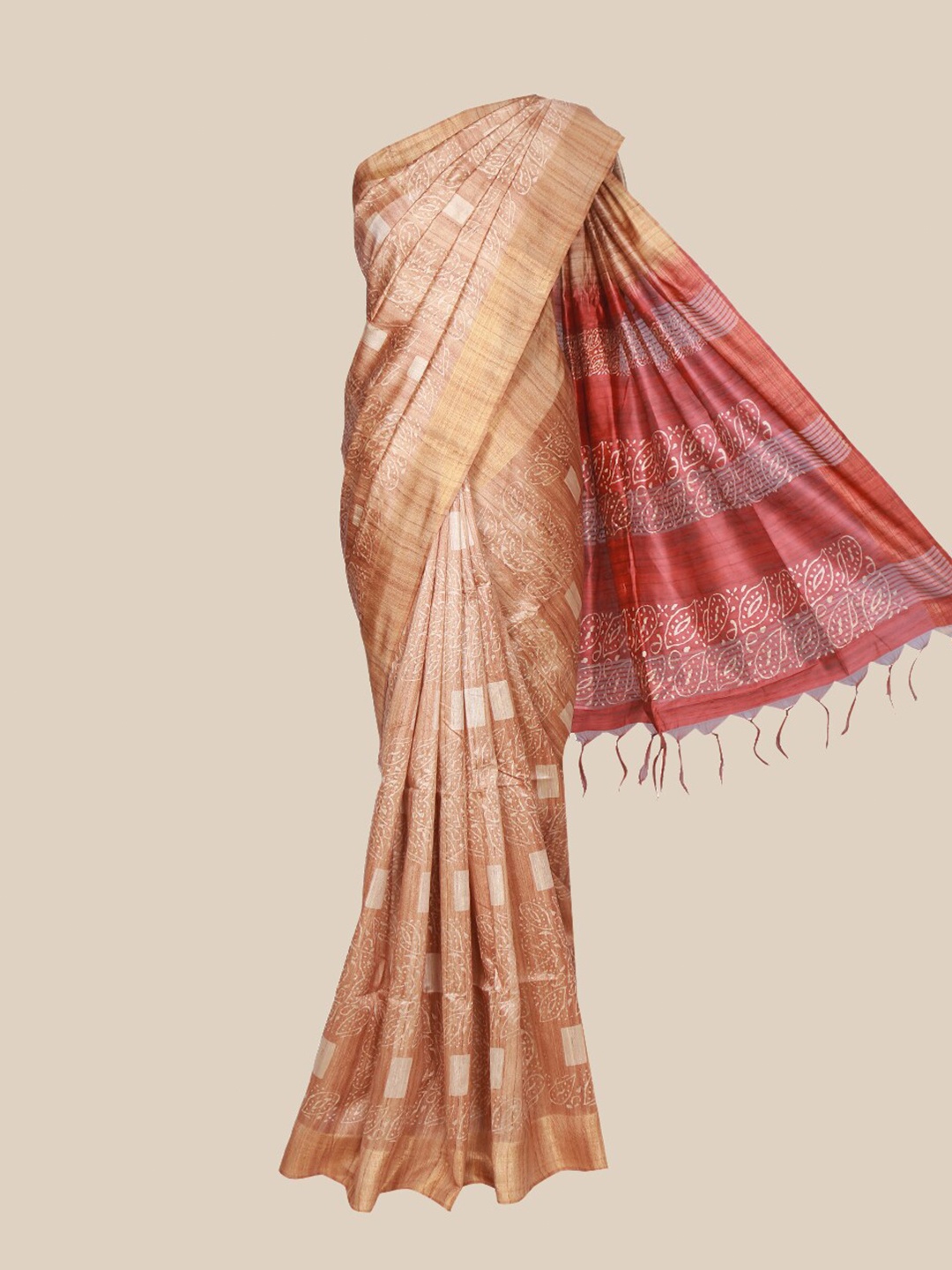 

The Chennai Silks Brown & White Printed Saree
