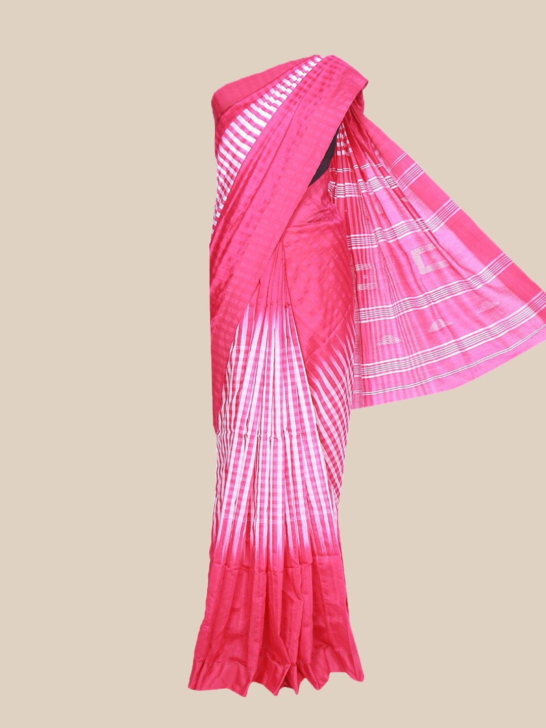 

The Chennai Silks Purple & White Checked Pure Cotton Fusion Saree