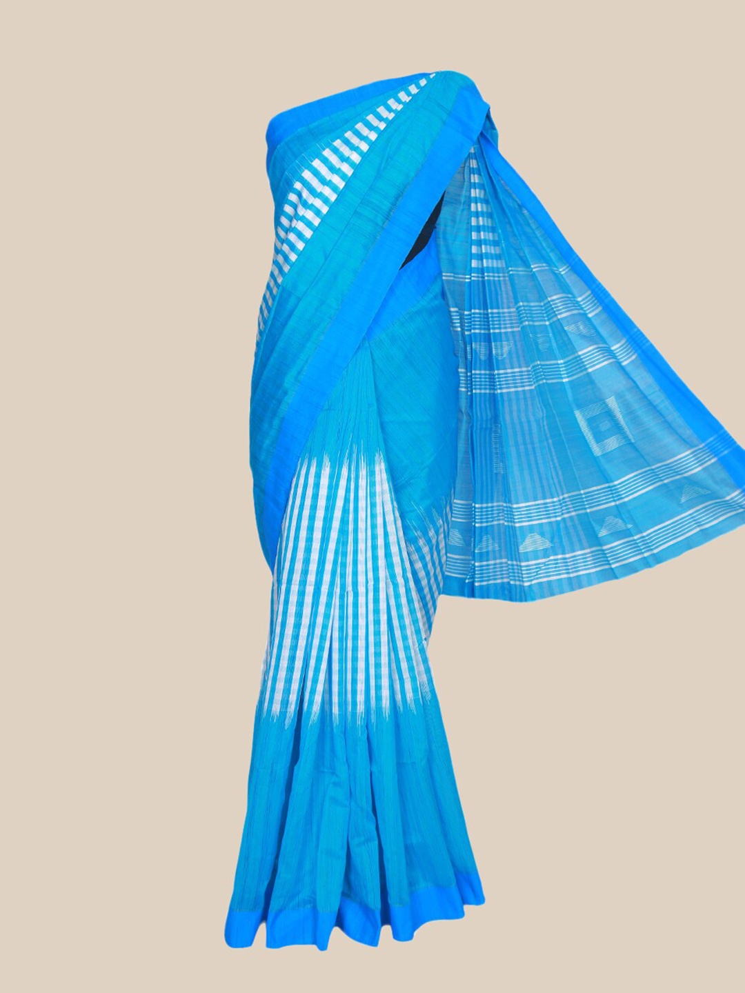 

The Chennai Silks Blue & White Striped Pure Cotton Saree