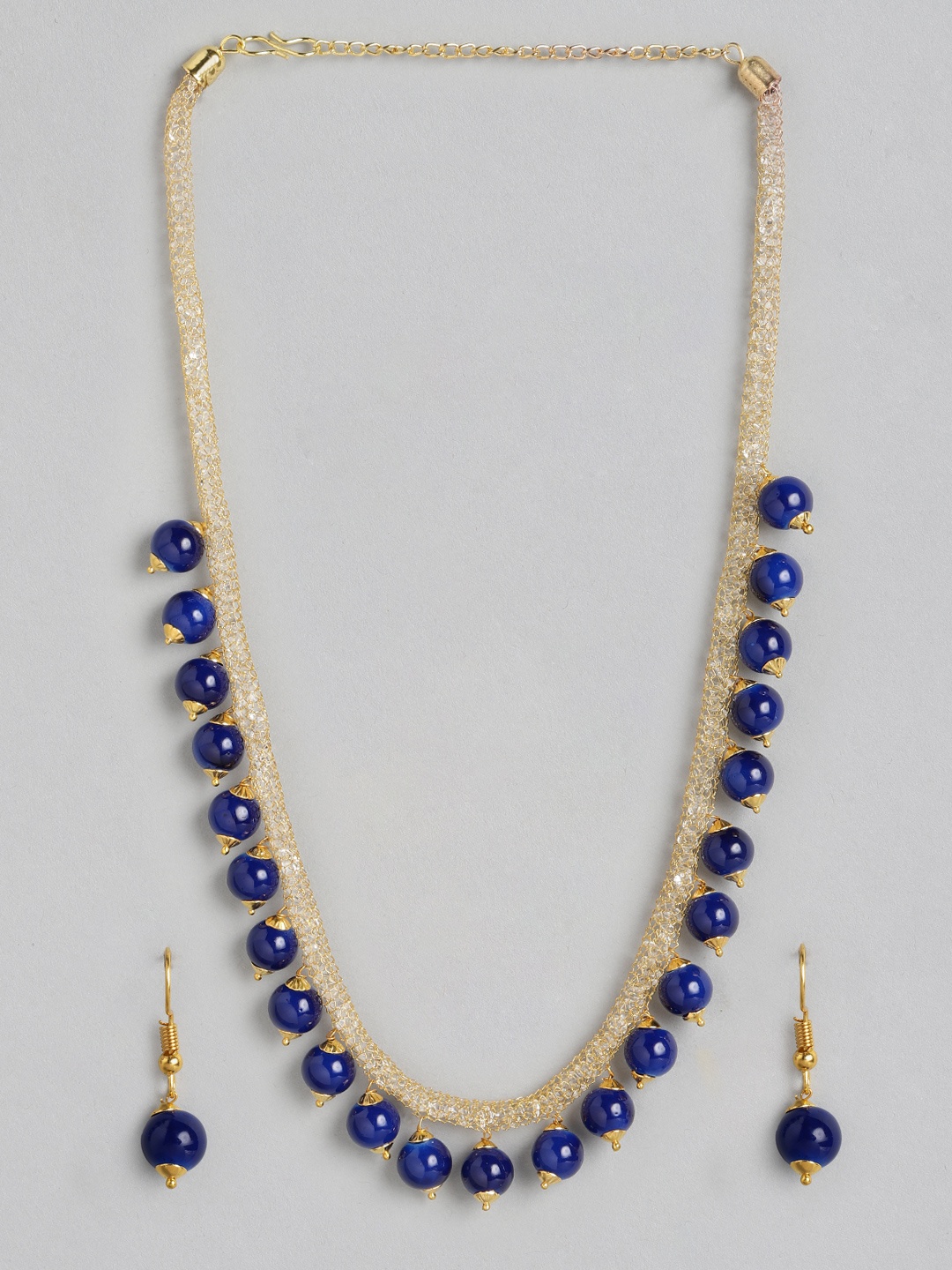 

Anouk Navy Blue Gold-Plated Beaded Jewellery Set