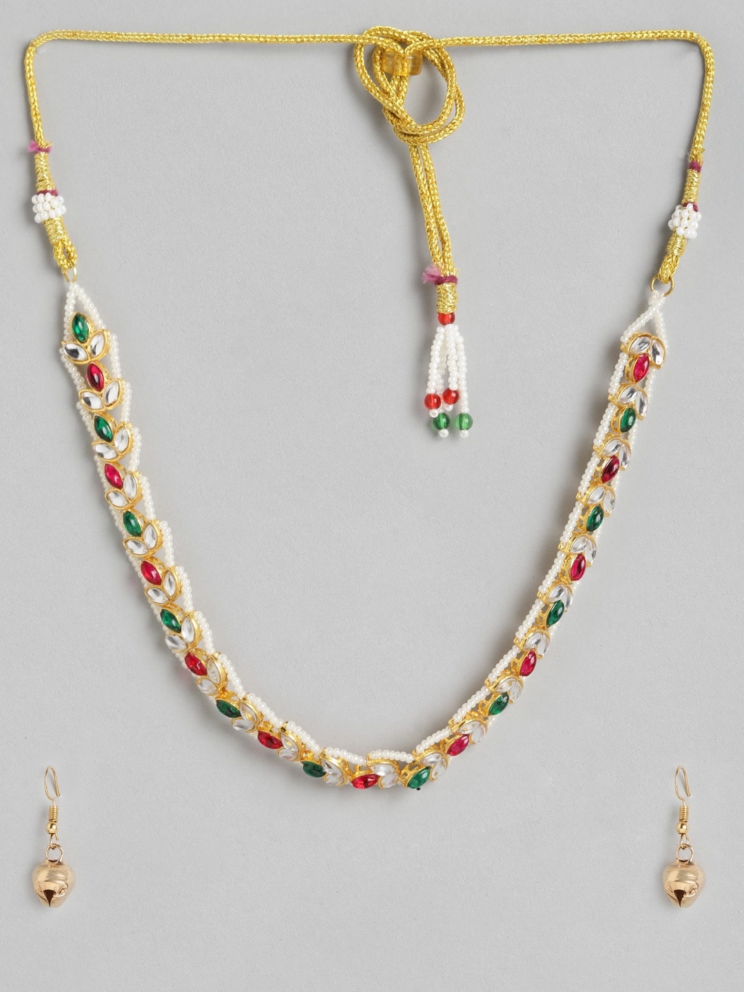 

Anouk Women Gold-Plated & Off-White Stone Studded & Beaded Jewellery Set