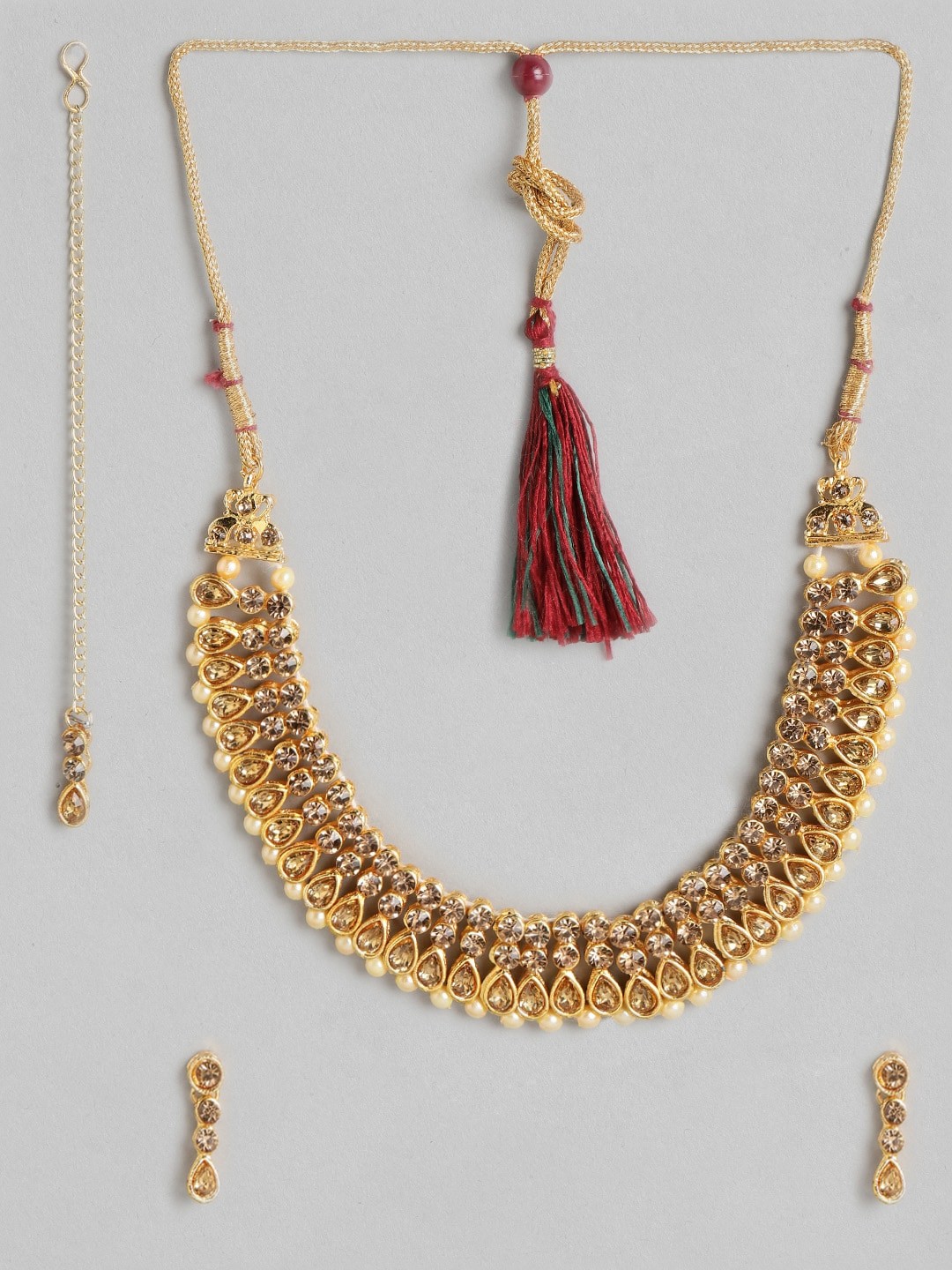 

Anouk Gold-Plated Stone-Studded & Beaded Jewellery Set