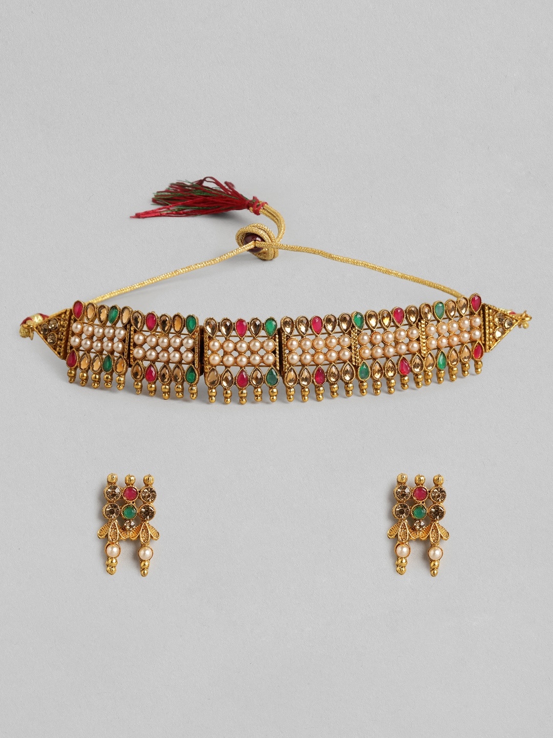 

Anouk Stone Studded & Beaded Choker Set, Gold