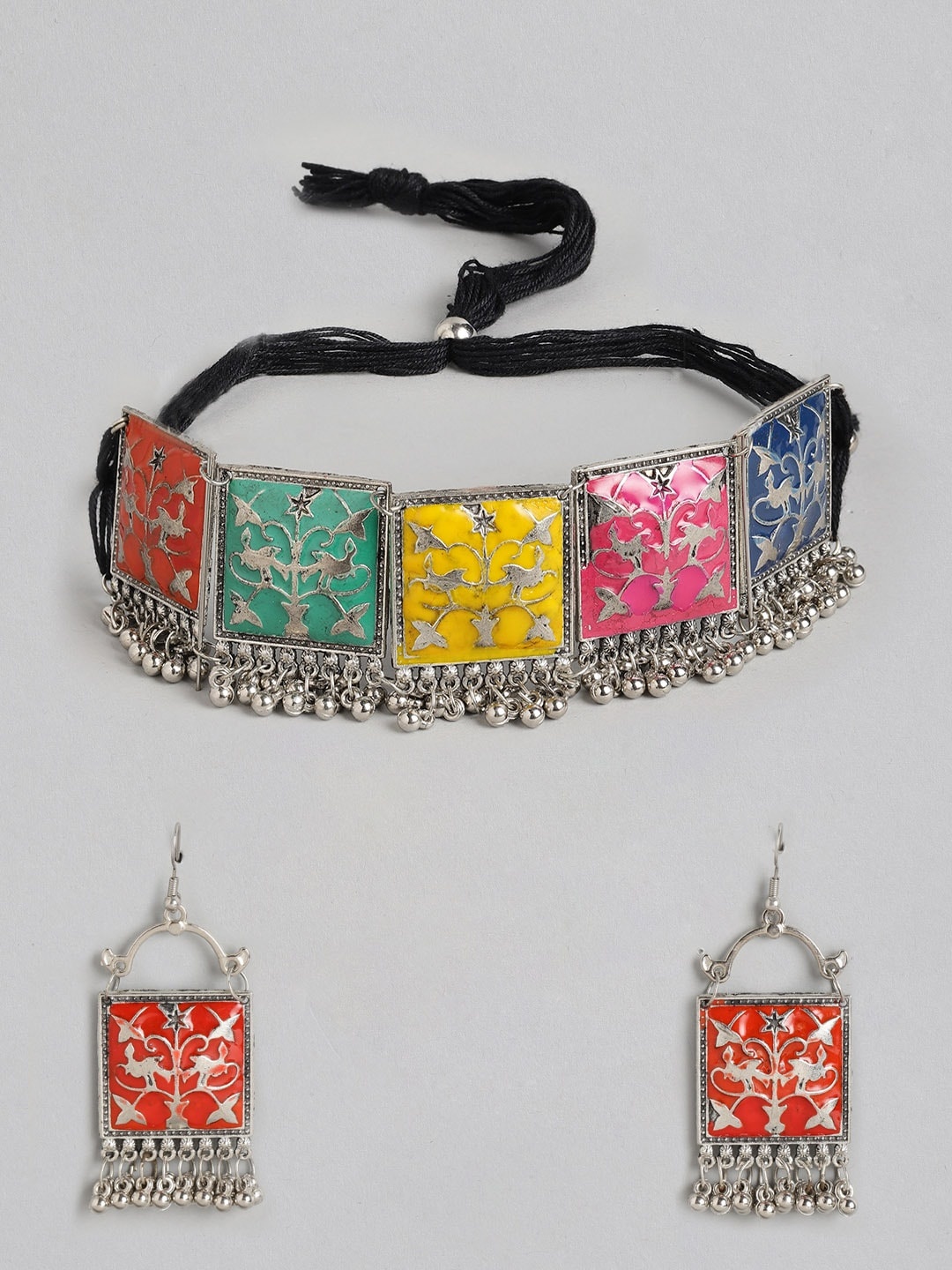 

Anouk Multicoloured Silver Plated Enamelled Jewellery Set, Multi