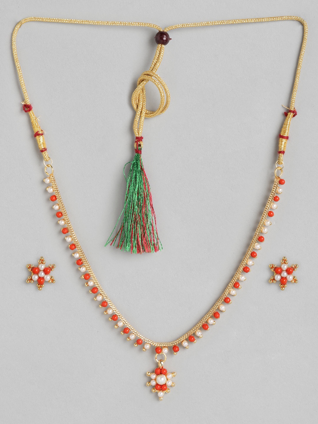 

Anouk Orange & White Gold-Plated Beaded Jewellery Set