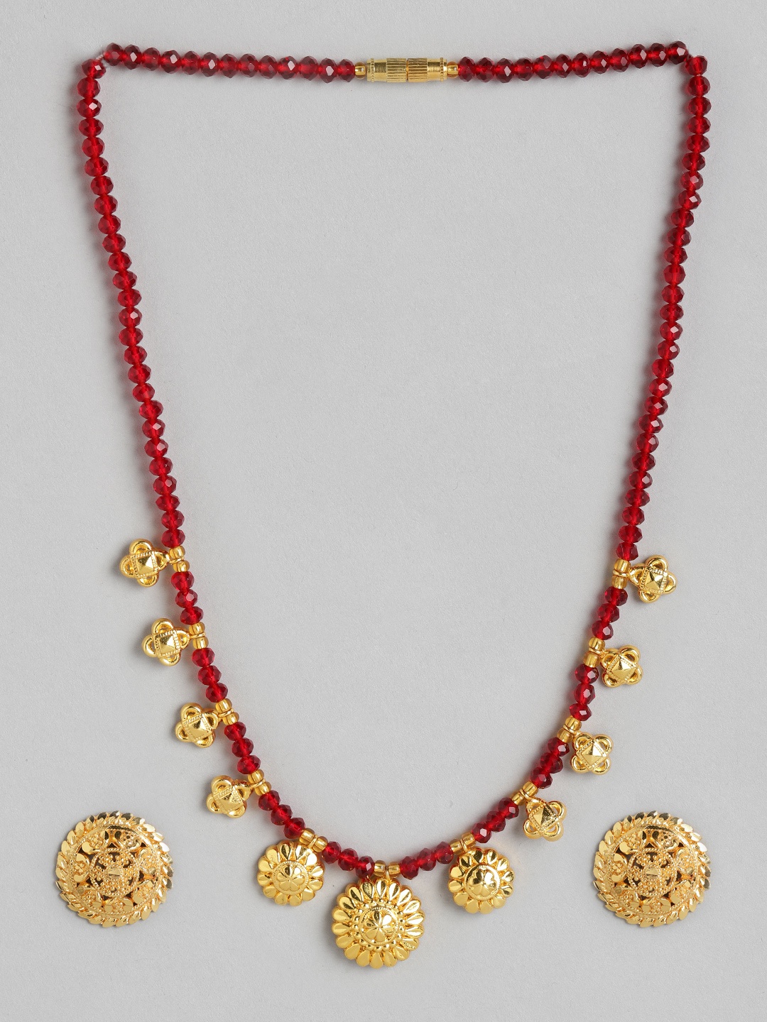 

Anouk Maroon Gold-Plated Beaded Jewellery Set