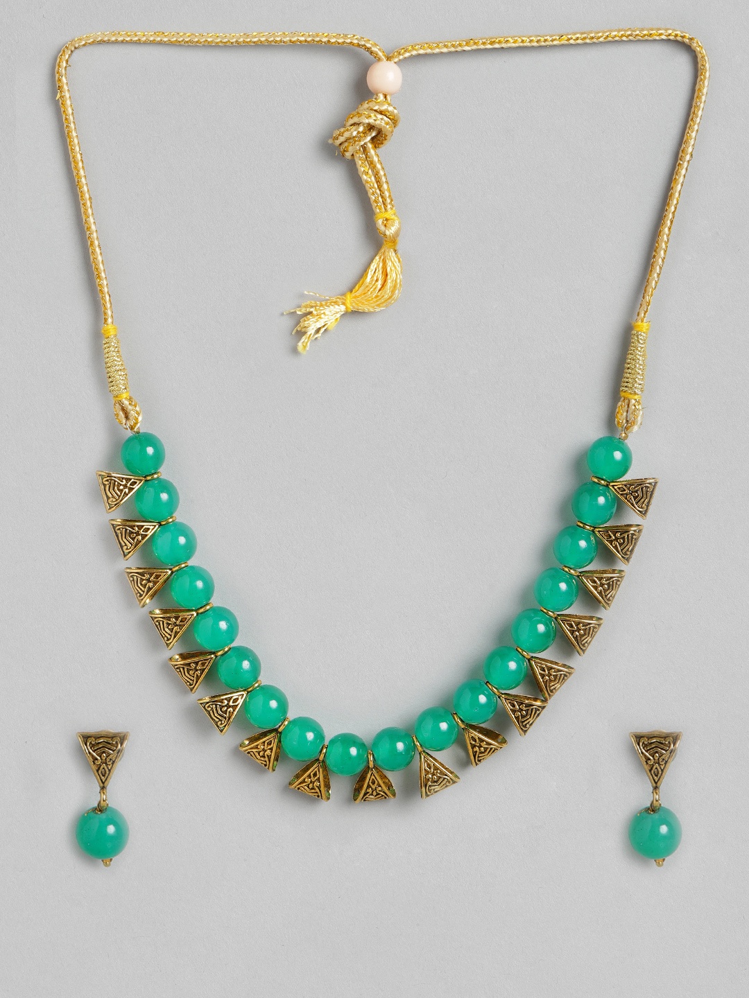 

Anouk Green Gold-Plated Beaded Jewellery Set