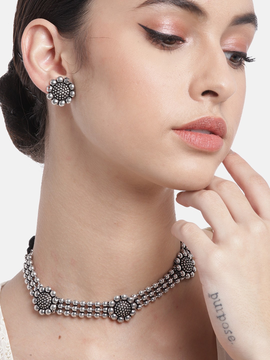 

Anouk Oxidised Silver-Plated Jewellery Set