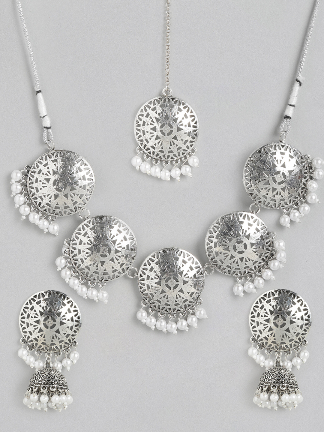 

Anouk Oxidised Silver-Plated Beaded Jewellery Set