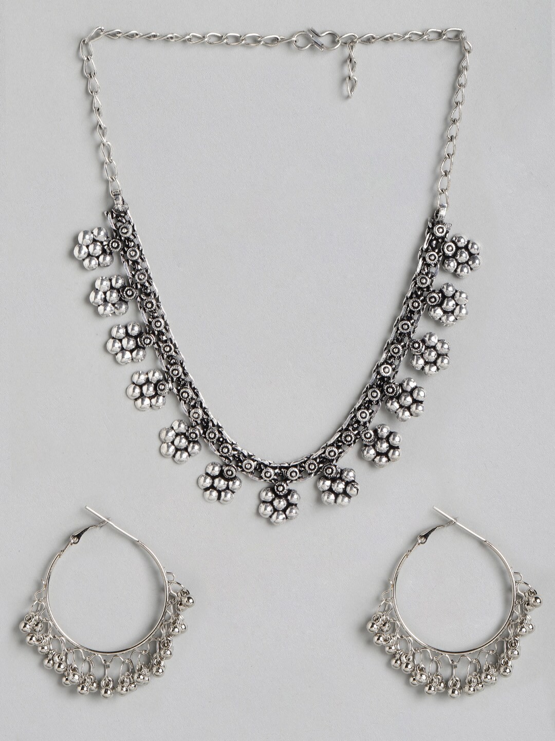 

Anouk Oxidised Silver-Plated Stone Studded Jewellery Set