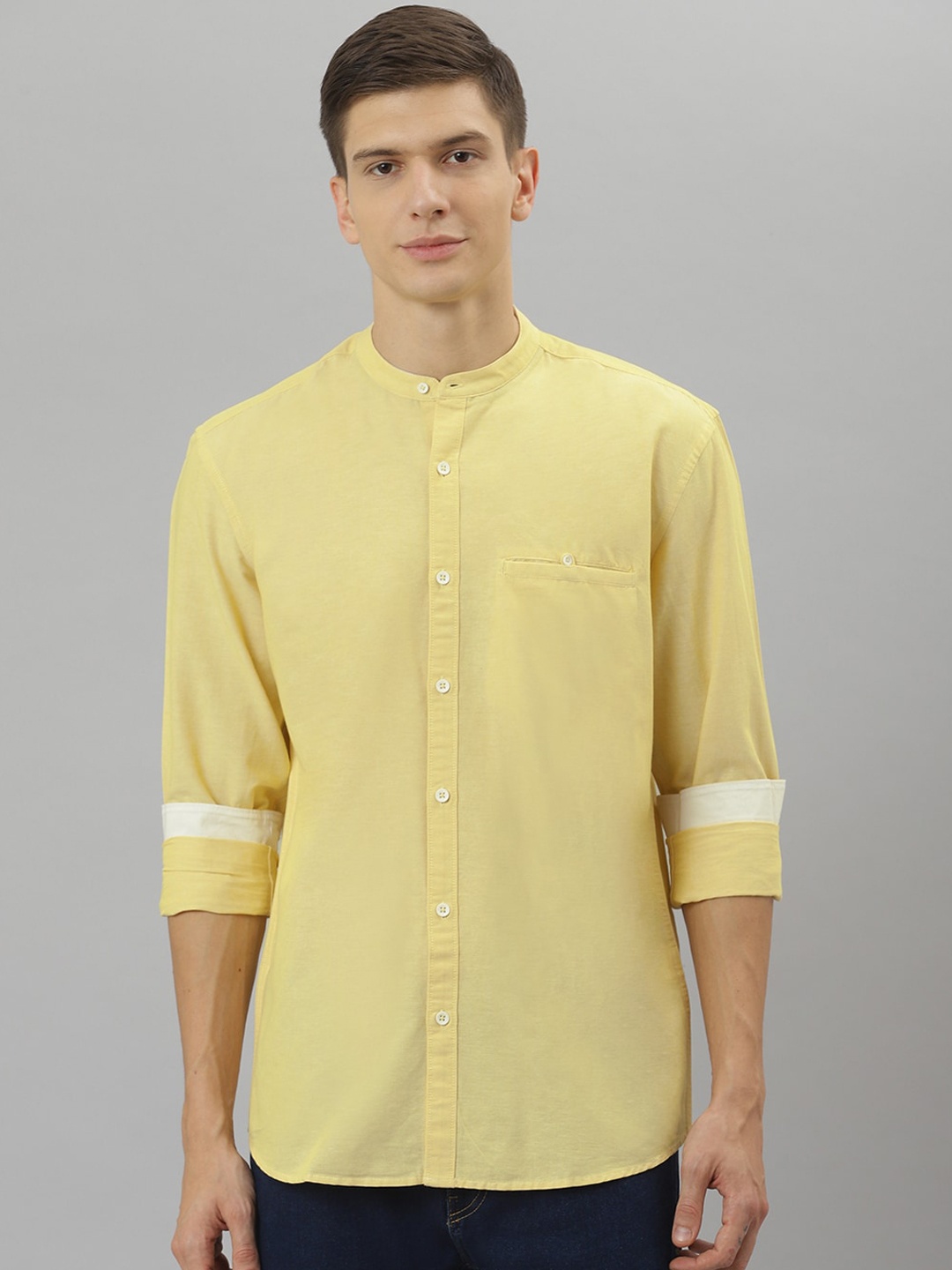 

Richlook Men Yellow Slim Fit Opaque Casual Shirt