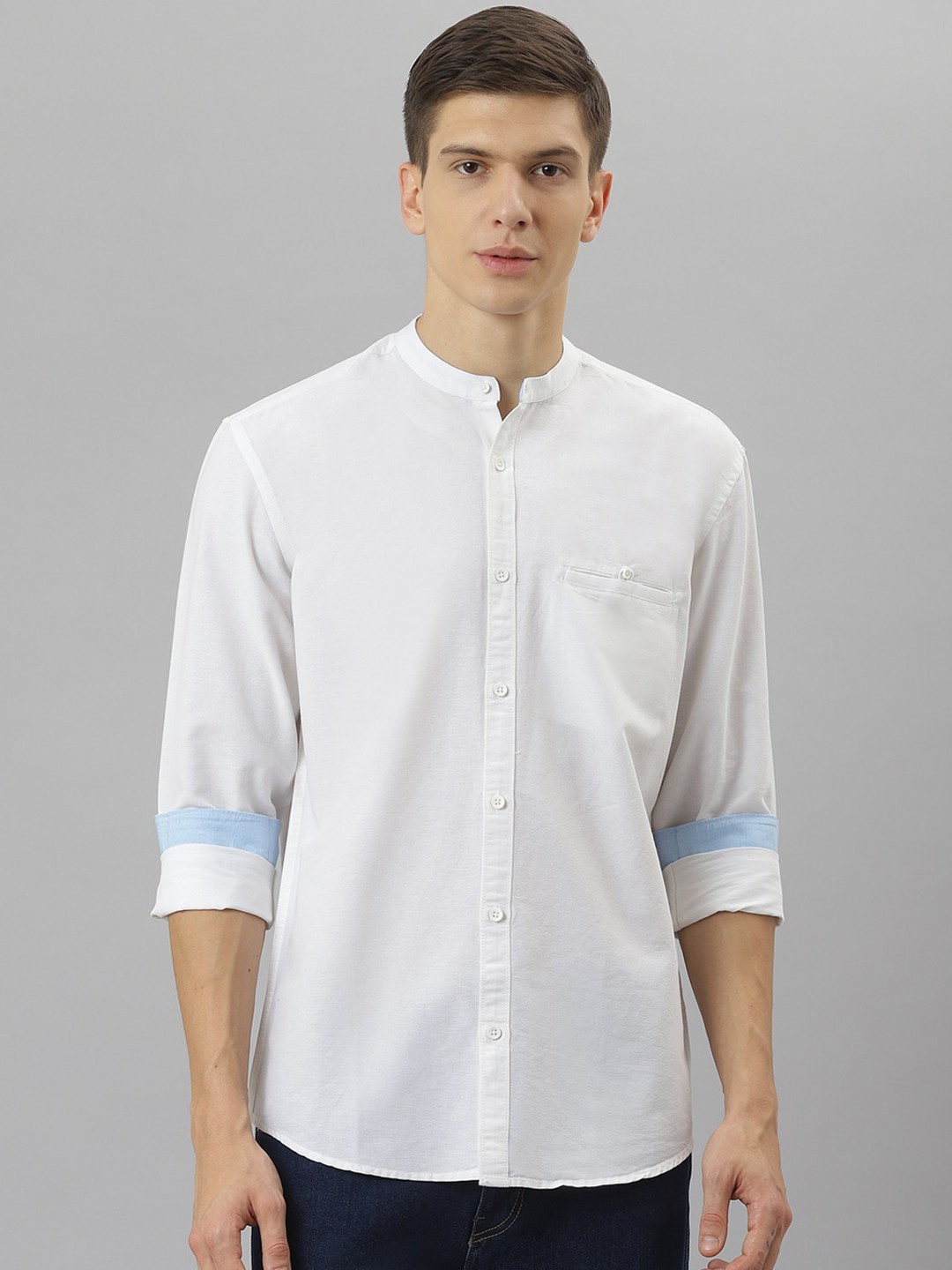 

Richlook Men White Slim Fit Opaque Cotton Casual Shirt