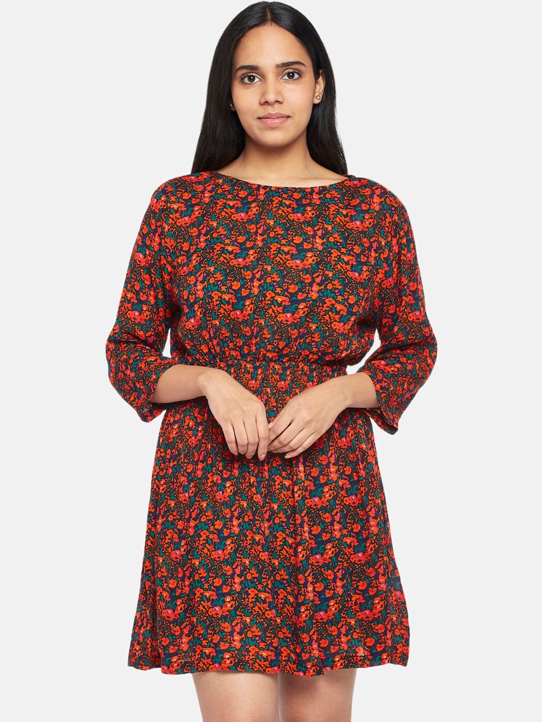 

People Blue & Red Floral Dress