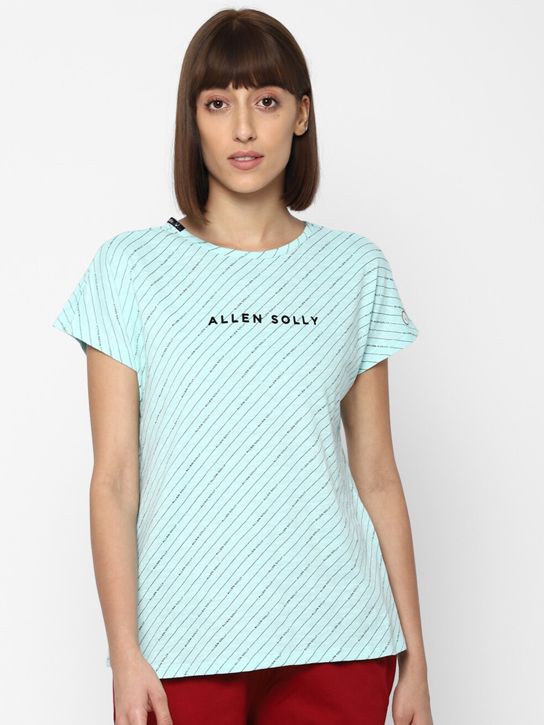 Allen Solly Woman Blue Typography Printed T-shirt