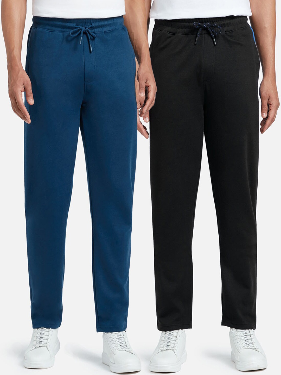 

XYXX Men Black & Blue Pack of 2 Cotton Rich Solid Track Pants