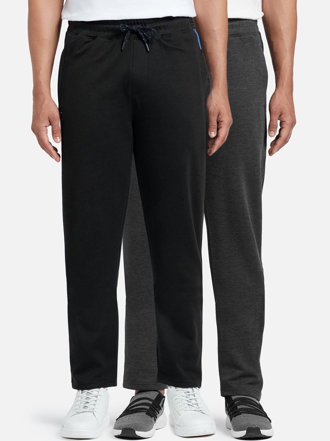 

XYXX Men Black & Grey Pack of 2 Cotton Rich Solid Track Pants