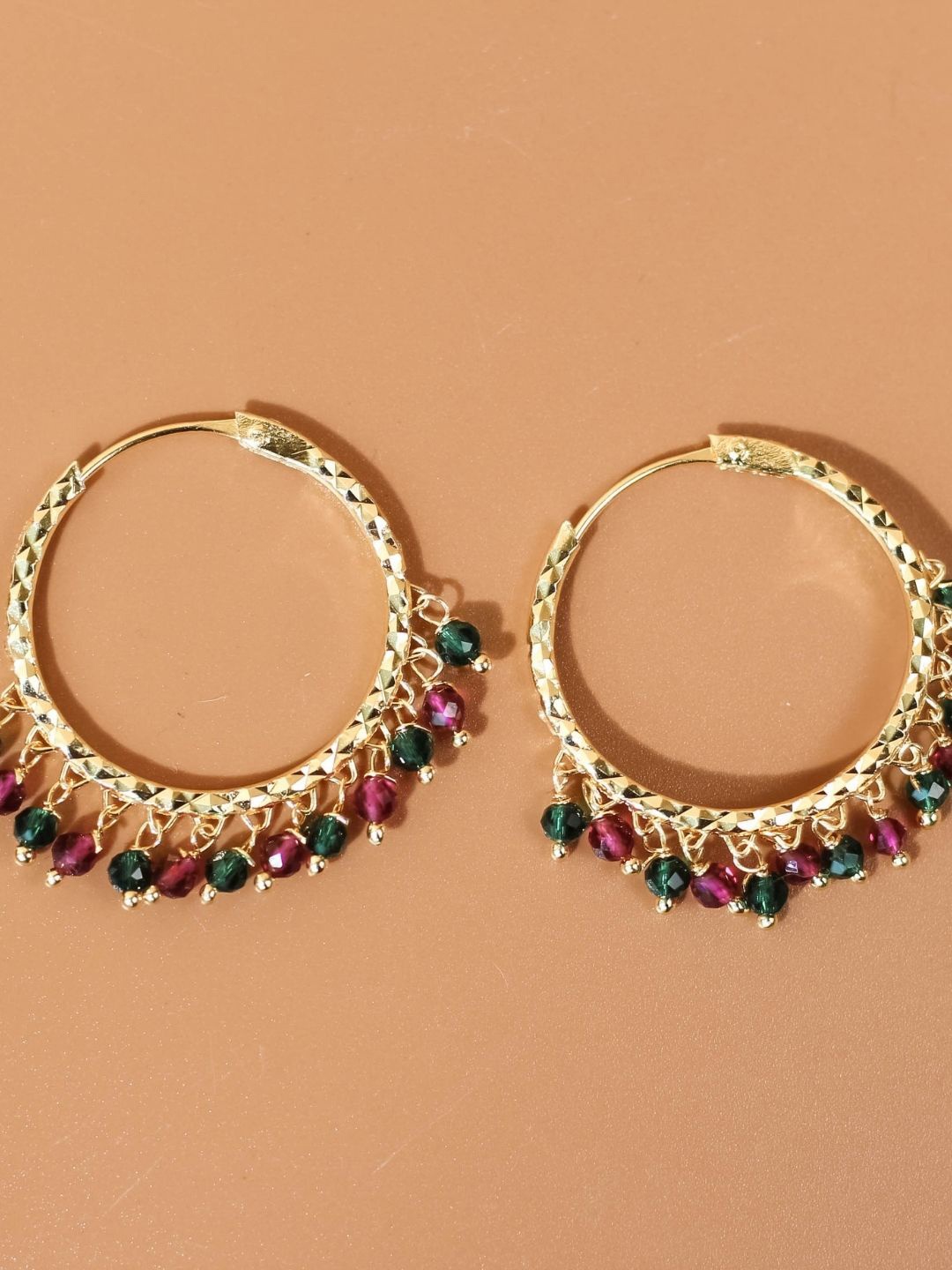 

AccessHer Gold-Plated & Red Circular Hoop Earrings