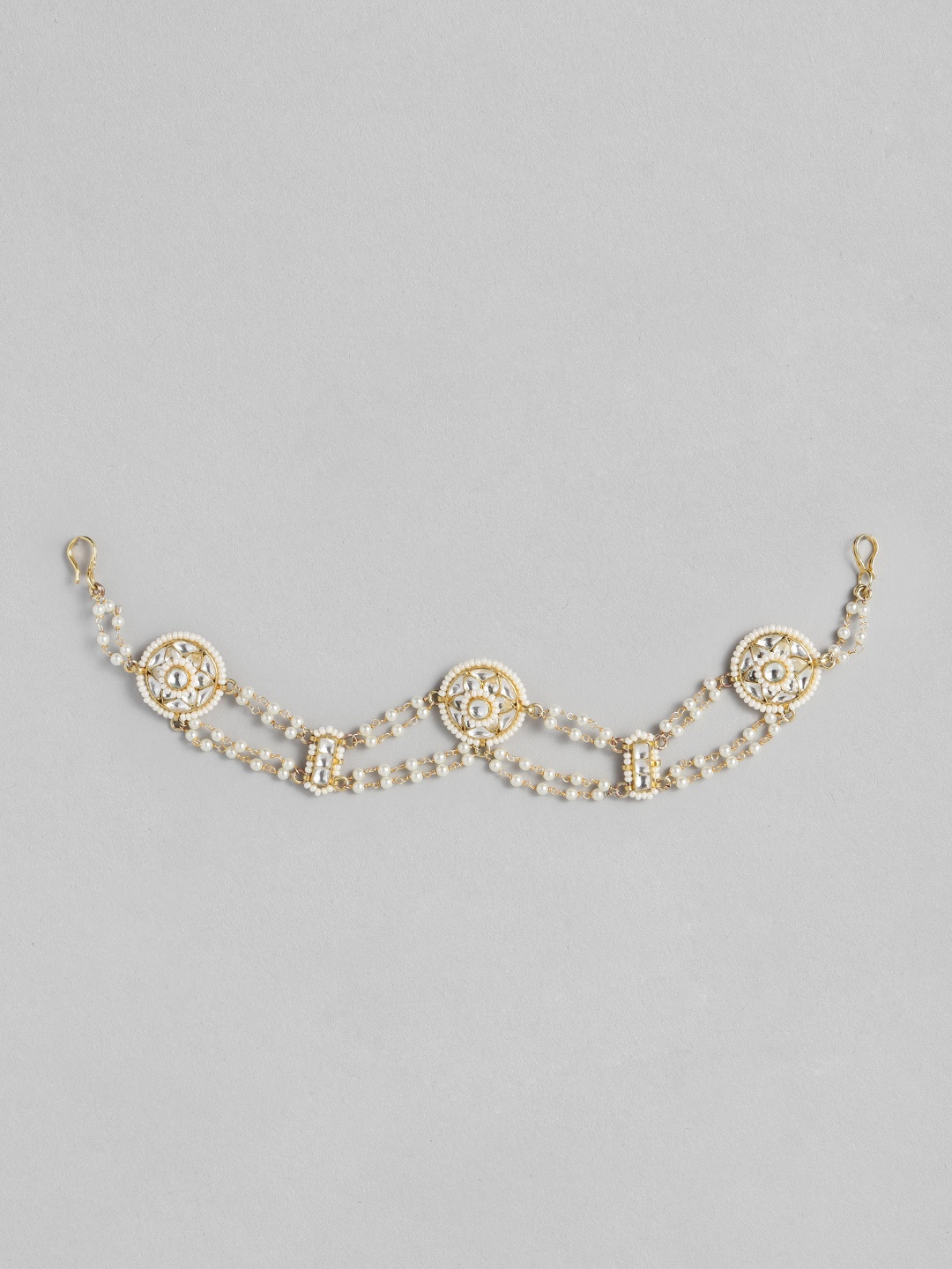 

AccessHer Women Gold-Toned & White Embellished Ethnic Damini Matha Patti