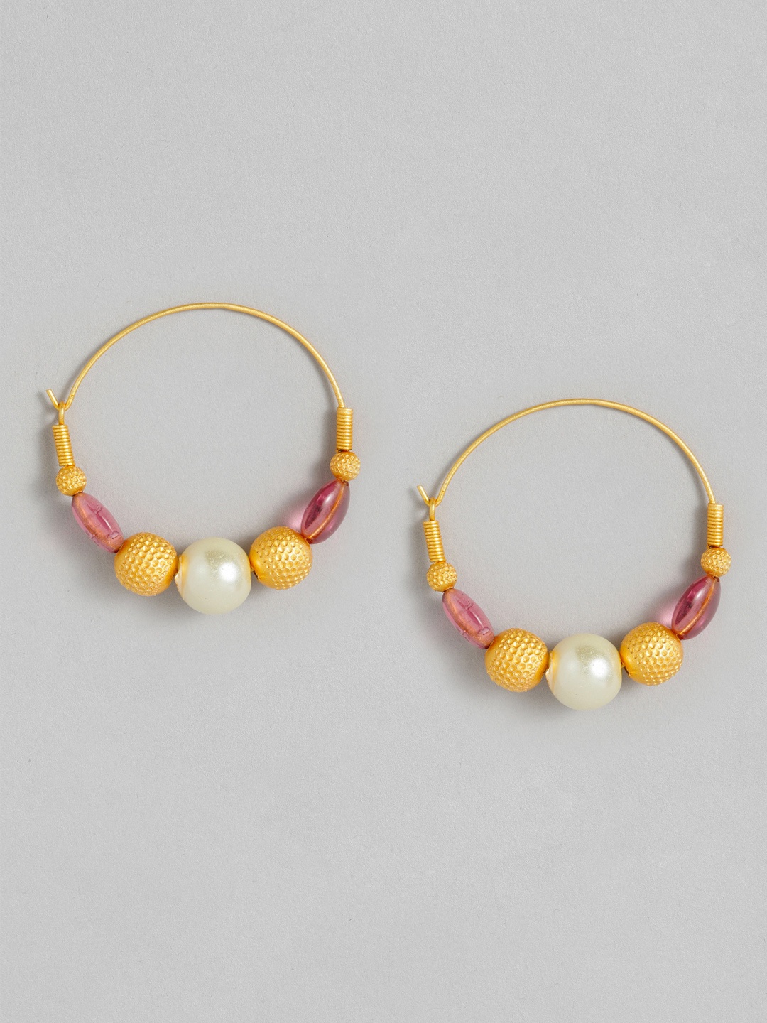 

AccessHer Gold-Plated Pink Circular Hoop Earrings