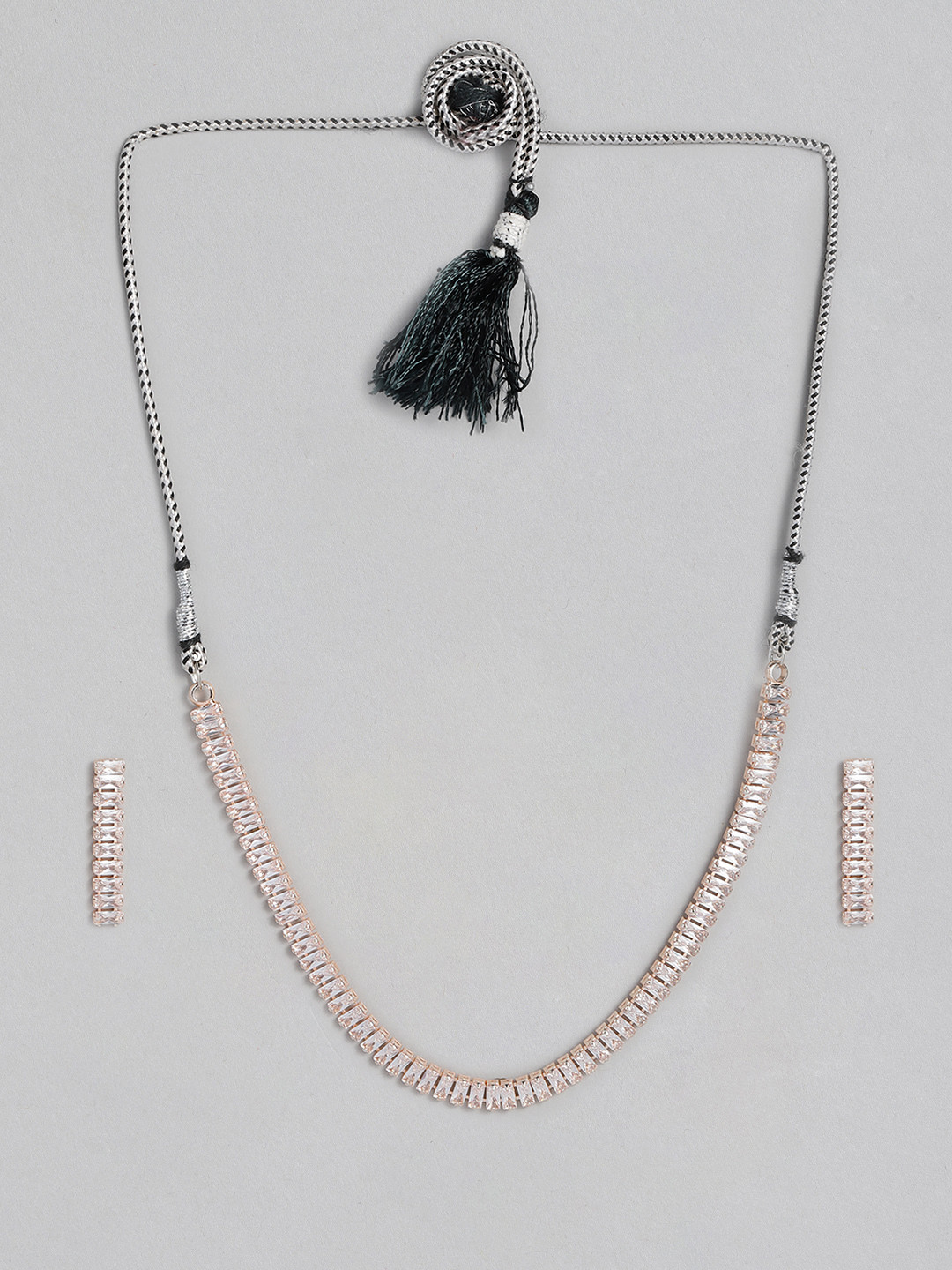 

AccessHer Rose Gold-Toned American Diamond-Studded Jewellery set