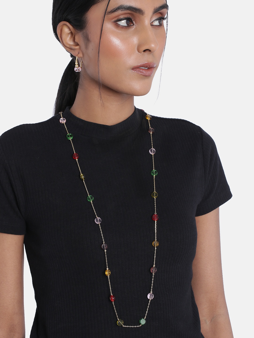 

AccessHer Gold-Plated Multicoloured Stone-Studded Contemporary Jewellery Set