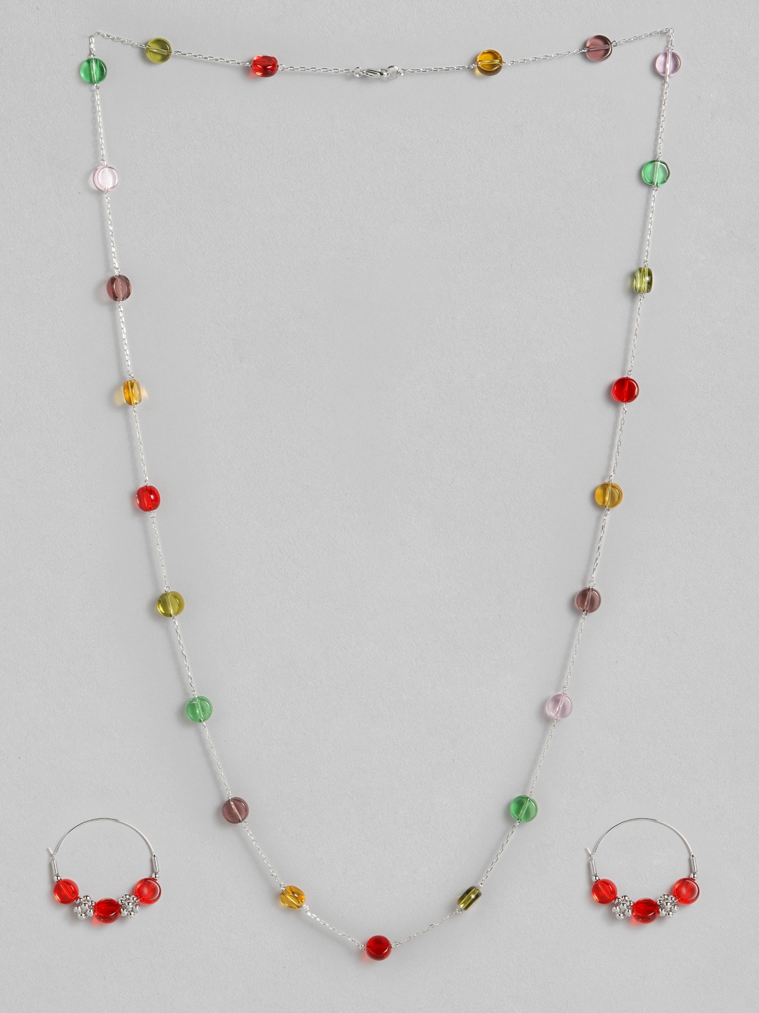 

AccessHer Silver-Toned Stone-Studded Contemporary Jewellery Set