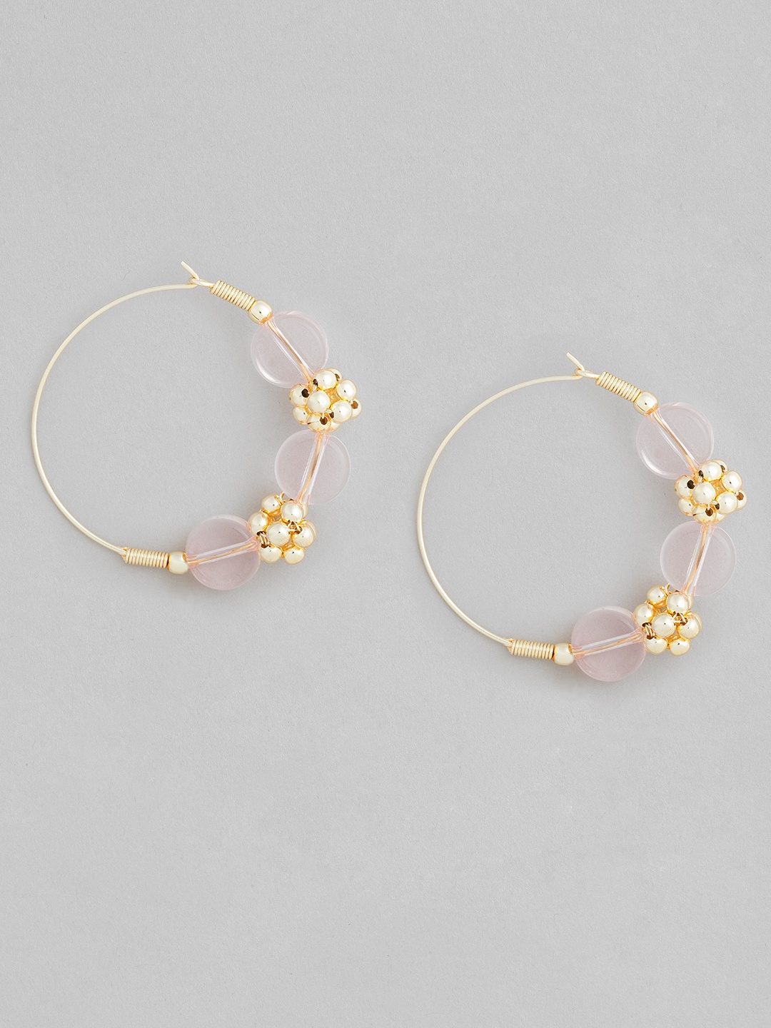 

AccessHer Gold-Plated & Pink Circular Hoop Earrings