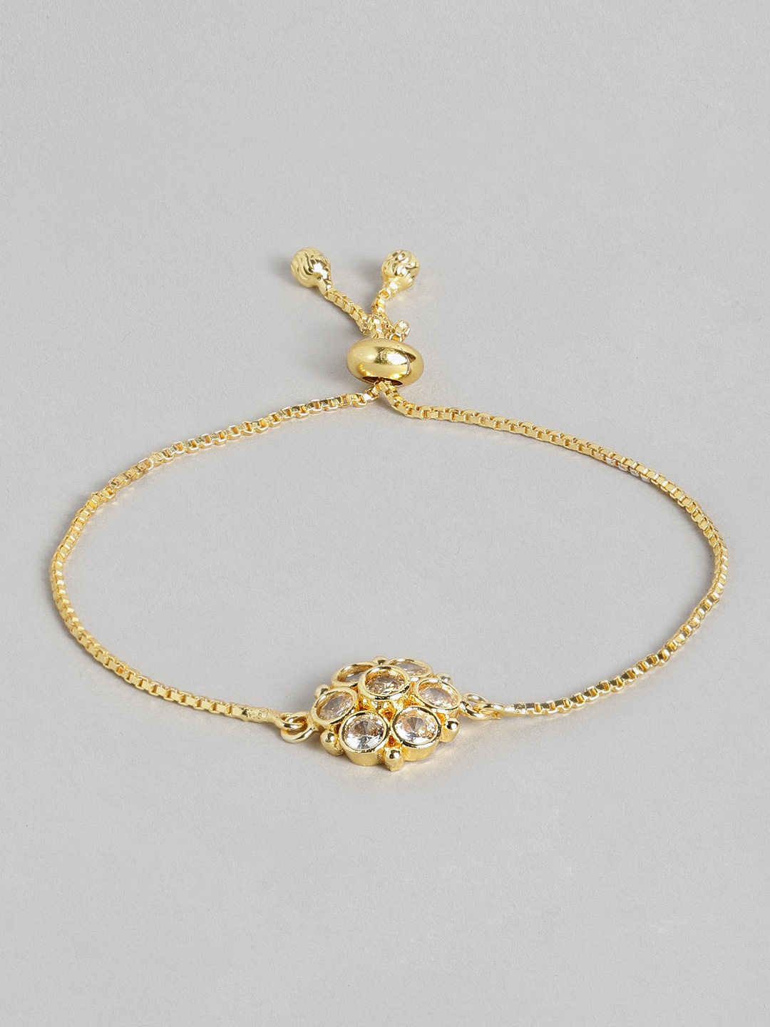

AccessHer Women Gold-Plated & White American Diamond-Studded Handcrafted Charm Bracelet