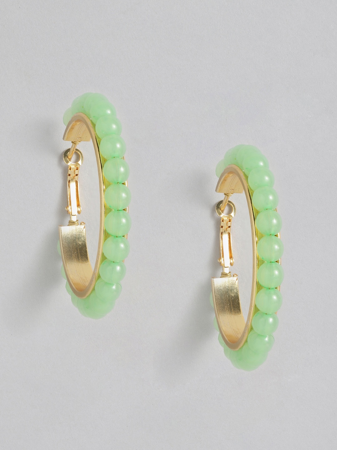 

AccessHer Gold-Plated & Green Circular Hoop Earrings