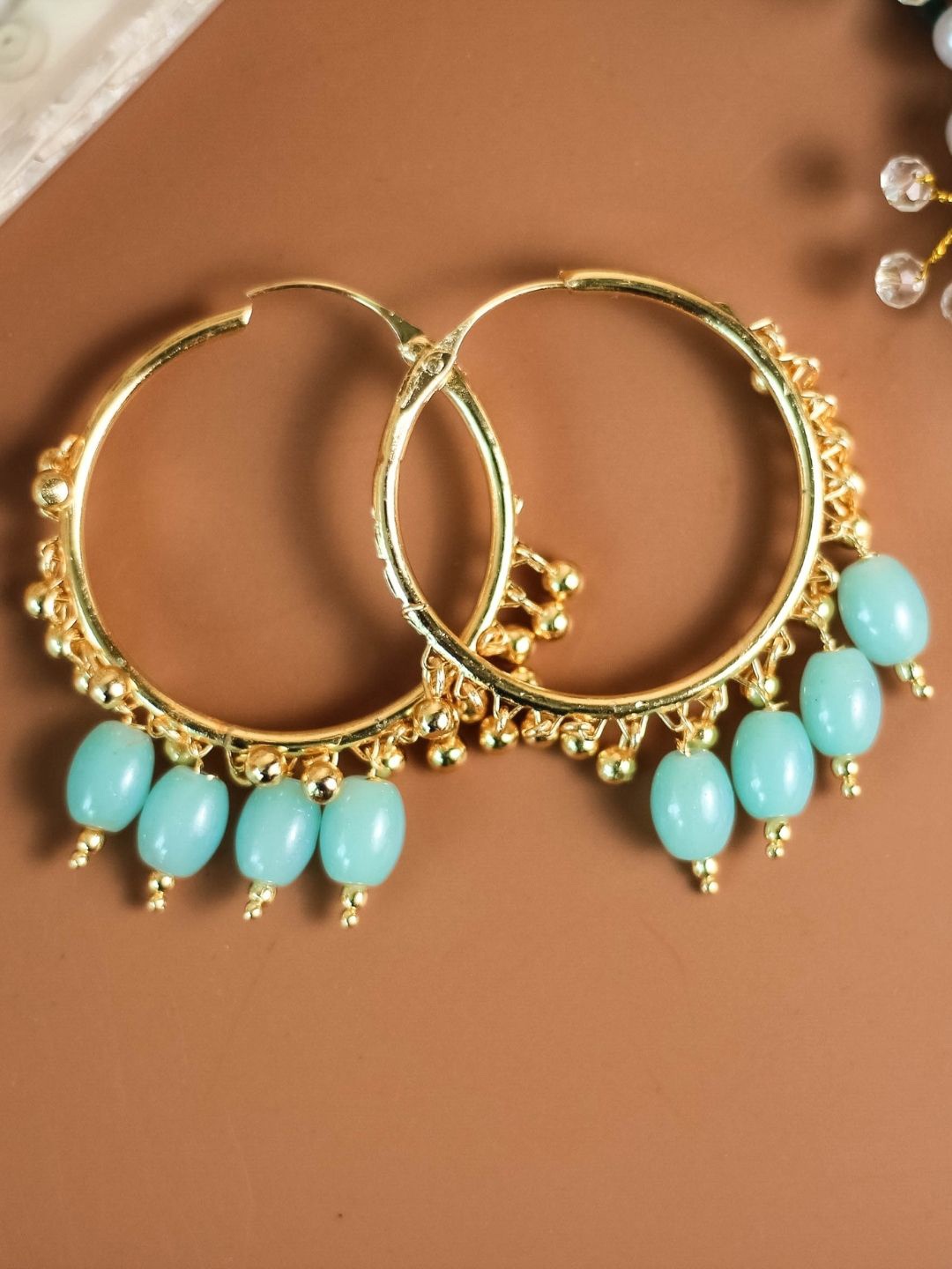 

AccessHer Gold-Plated Blue Circular Hoop Earrings