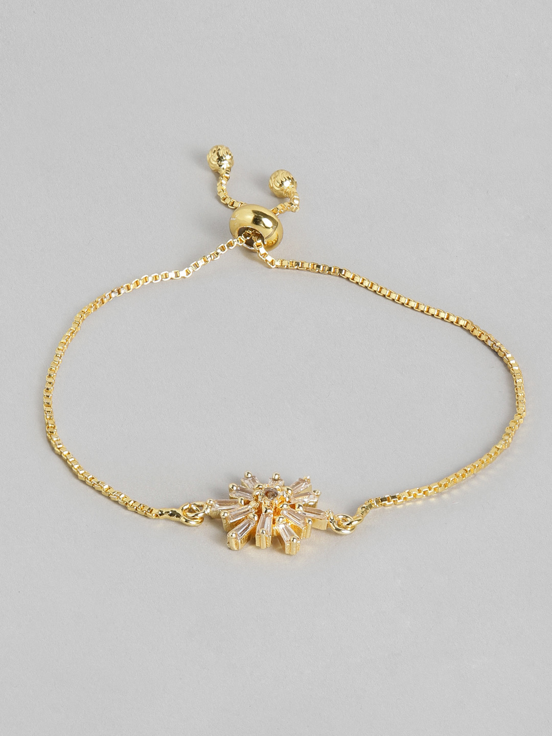 

AccessHer Women Gold-Plated & White American Diamond-Studded Handcrafted Charm Bracelet