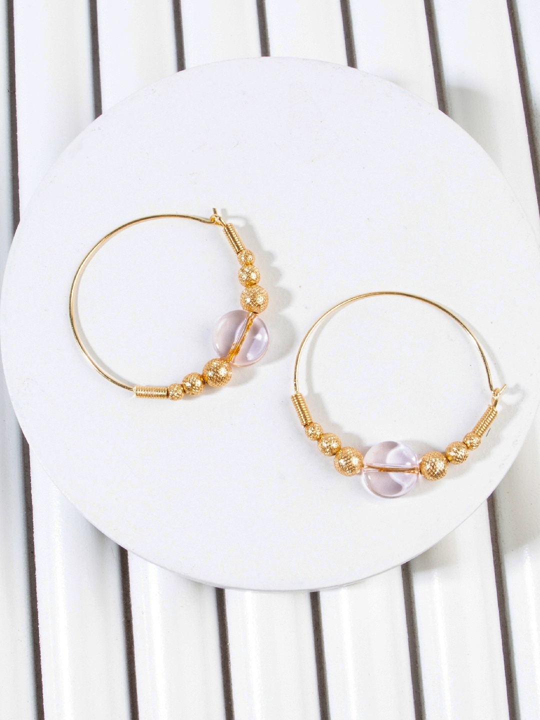 

AccessHer Gold-Plated Pink Circular Hoop Earrings