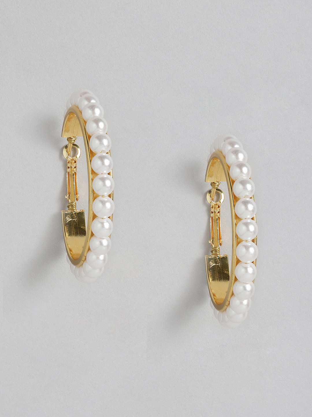 

AccessHer Gold-Plated White Circular Hoop Earrings