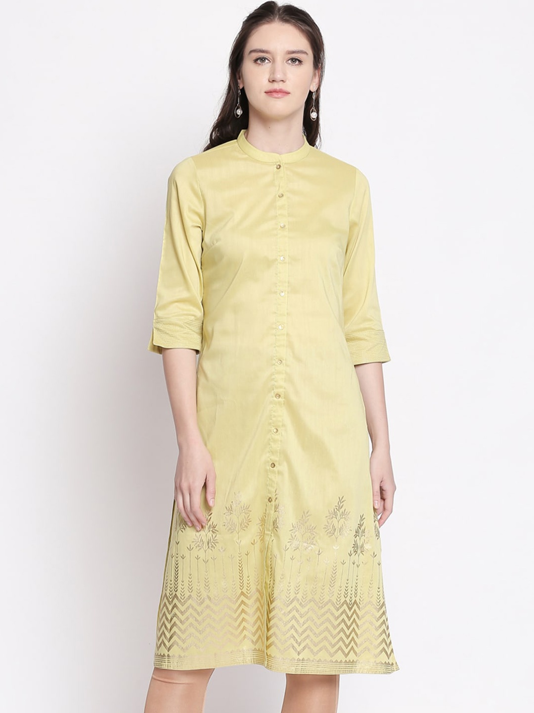 

RANGMANCH BY PANTALOONS Women Golden Ethnic Motifs Printed Kurta, Gold